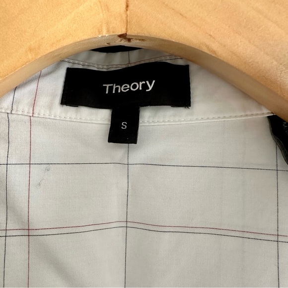 Theory- White Windowpane Plaid Button Up Shirt - Picture 3 of 9